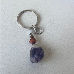 Handmade charm or keychain with Amethyst Stone
